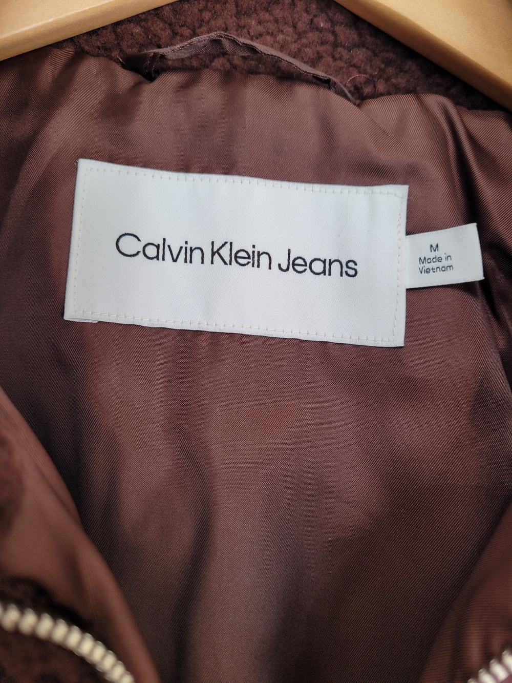 NWT Calvin Klein Dark Chocolate Brown Teddy Zip-Up Jacket With Pockets Sz M - Picture 3 of 10